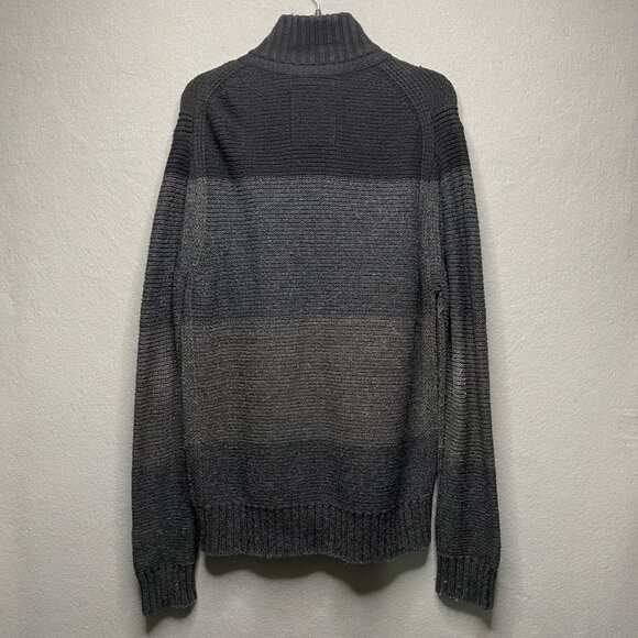 Chunky Guess Wool Blend Heavyweight Zip-Up Cardigan Sweater Black Gray XL - Picture 9 of 10